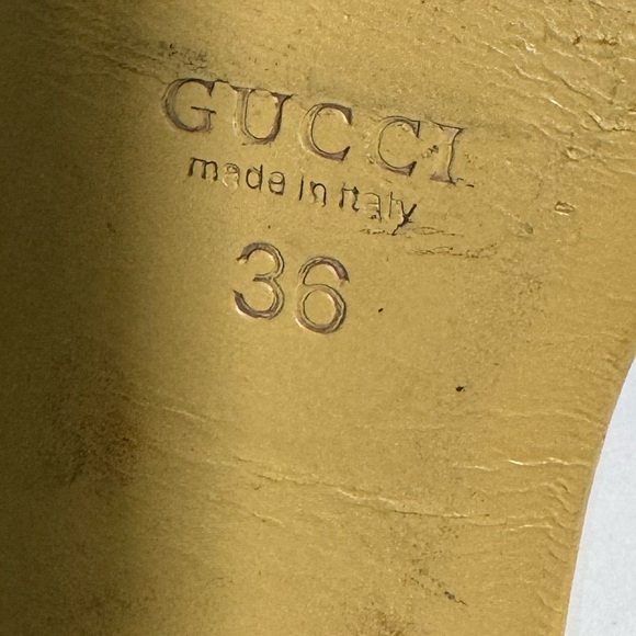 Gucci GG Horsebit Leather Canvas Open Toe Mules Slides Sandals Heels Neutral 36 - Picture 12 of 15